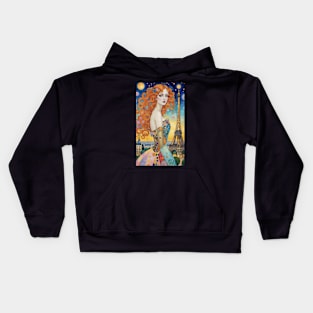 Gustav Klimt's Parisian Reverie: Inspired Eiffel Tower Kids Hoodie